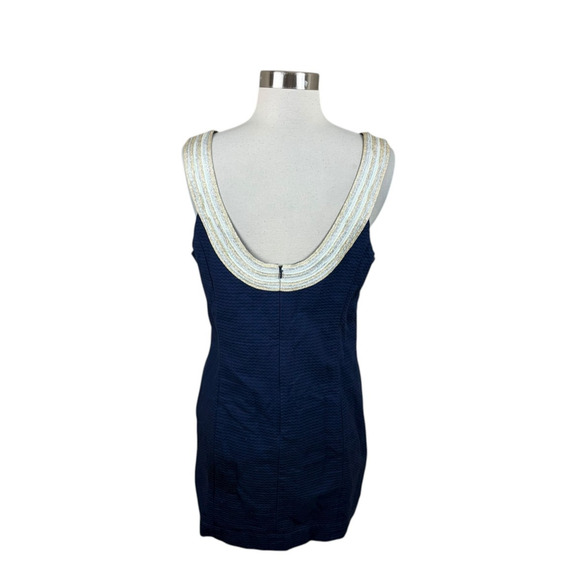 Lilly Pulitzer Valli Shift Dress in True Navy Size 10 Gold Silver Detail Coastal - Picture 3 of 4